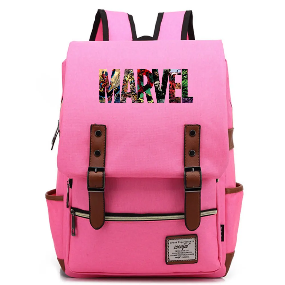 Новинка, многоцветная школьная сумка с надписью Marvel, Мстители для мальчиков и девочек, школьная сумка, Холщовый женский рюкзак для подростков, мужской рюкзак