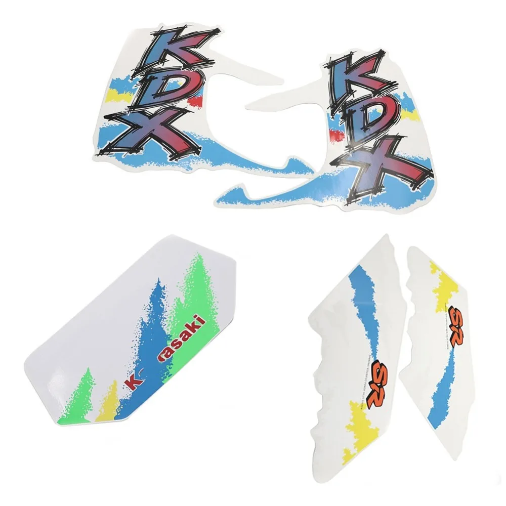 

Dirt off-road motorcycle applique decals fuel tank stickers 1 Set For Kawasaki KDX125 KDX200 KDX220 KDX250 KDX