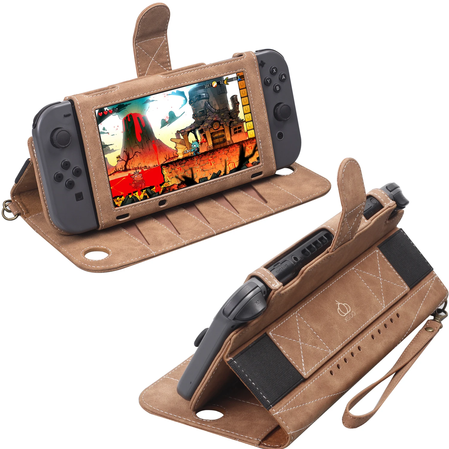 VNSTRIP винтажный складной PU черный/коричневый стоящий чехол-книжка для nintendo Switch Cover слоты для карт защитный чехол с эластичным St