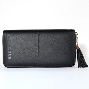 

2020 women's wallet female Korean version of the retro simple solid color long section two fold zipper wallet card