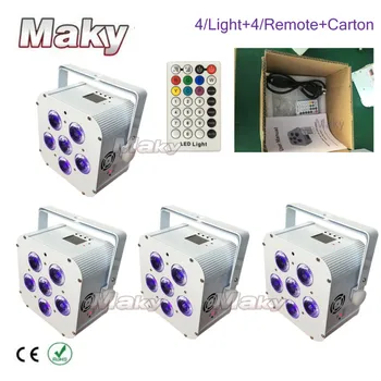 

4pcs/lot 6/10 Channel PAR Light Build-in Wireless DMX Receiver Rechargeable Battery Stage Lamp with Remote Controller 6 X18W