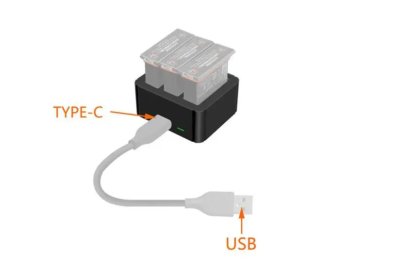 Быстрое зарядное устройство TYPE-C зарядка концентратор для DJI Спортивная камера OSMO действие зарядное устройство для 1300 мАч литиевая батарея Osmo аксессуары для действий