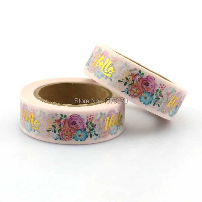 NEW 15mm*10M Flowered Foil Washi Tape Garden High Quality Paper