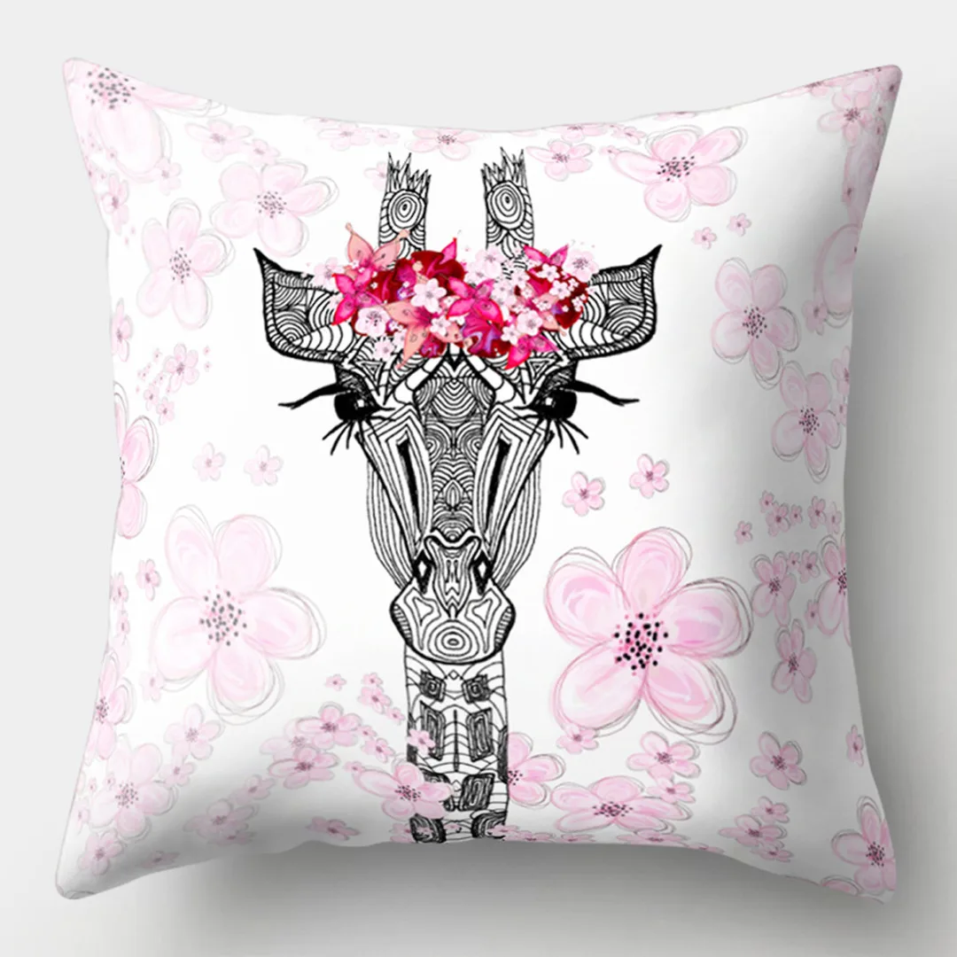 New Cute Animal Cushion Cover Deer Elephant Lion Giraffe Pillow Cover Cartoon Pillow Case for Sofa Car Hotel Home Decoration