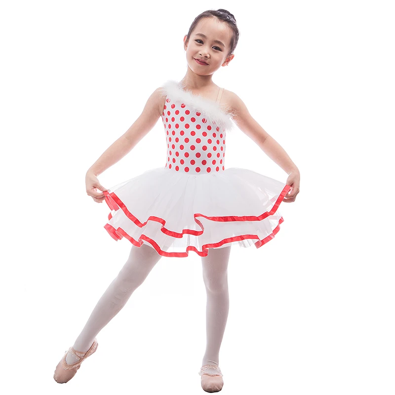 Костюм детский в горошек и белая юбка пачка для выступлений|dance clothing|dance tapwhite tutu