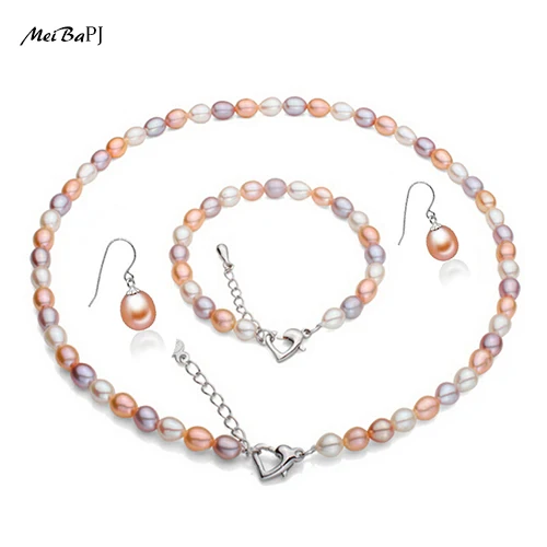 Ювелирный набор из культивированного жемчуга, подарок на День рождения для женщин, ювелирный набор для свадьбы - Цвет камня: multi pearls