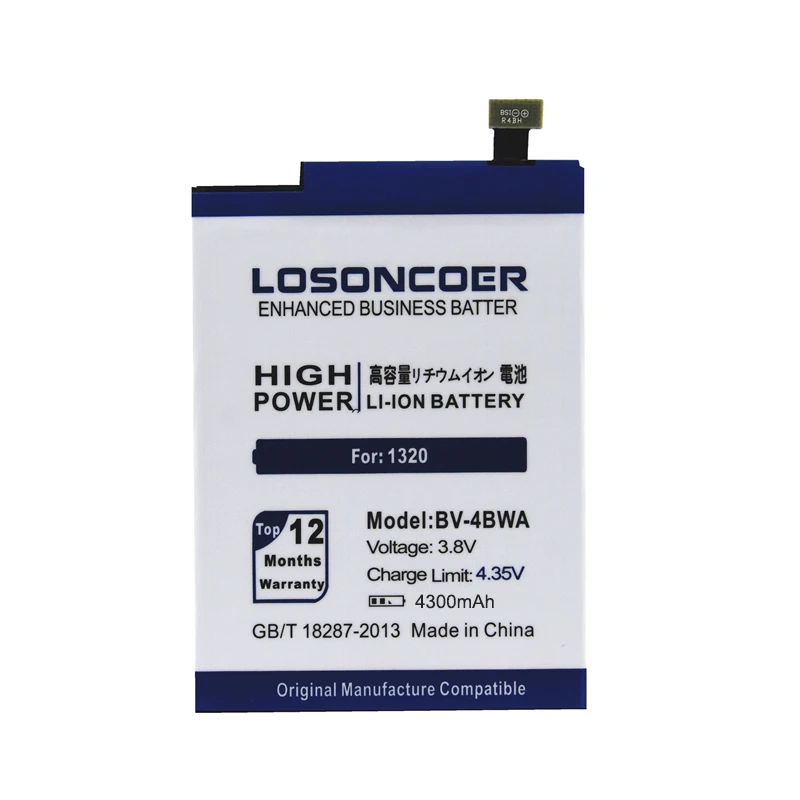 LOSONCOER 4300mAh BV 4BWA/BV 4BWA/BV4BWA 3.8VDC батареи для мобильных телефонов литий полимерный