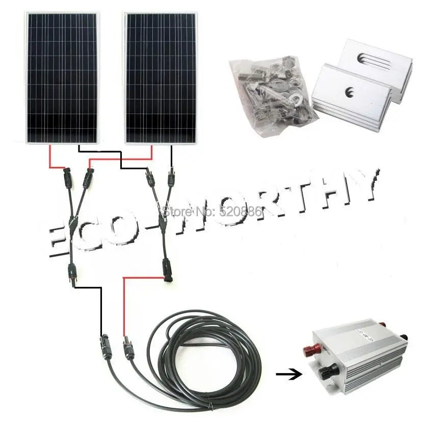 300w solar panel full kit. 2X150W mono solar panel complete kit , 12v solar system