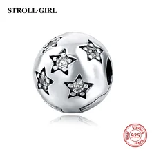 Authentic 100% 925 Sterling Silver Bead Charm Daisy Clip Safety Stopper Beads Fit Original Pandora Bracelet & Bangle Necklace bamoer 100% 925 sterling silver purple enamel daisy flower safety chain stopper charm fit charm bracelet diy jewelry scc602