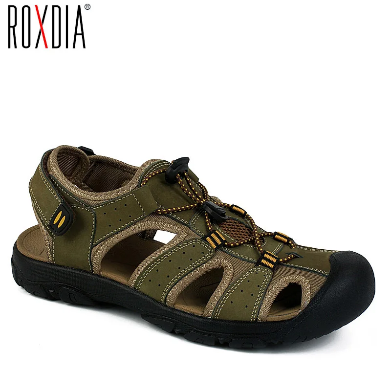 

ROXDIA Summer New Fashion Breathable Causal Men Sandals Genuine Leather Beach Shoes Men Shoes Plus Size 38-45 RXM005