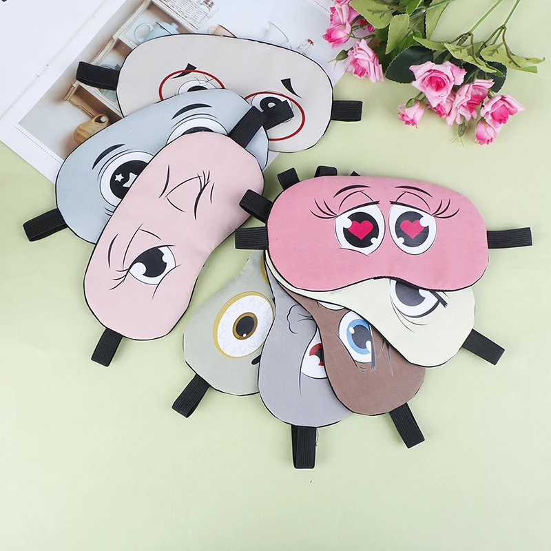1pc Cute Cartoon Eye Mask High Quality Lightweight Face Sleep Eye Mask Eye Cover Sleeping Relax Sleep Travel Covers