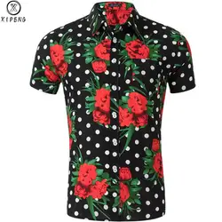 100% хлопок Мужские Гавайские рубашки мужской повседневное Camisa Masculina Печатных Пляжные рубашки цветок рубашки для мальчиков короткий рукав