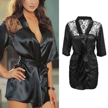 Love Sexy Lingerie Women Black Lace Stain Intimate Sleepwear Back See Through Babydoll Dress Nightwear S