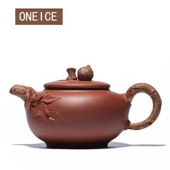 

Yixing Purply Clay Teapot Chinese Kongfu Tea Pots Raw Ore Qing Mud Shou Peach Pot 370ml Teaware