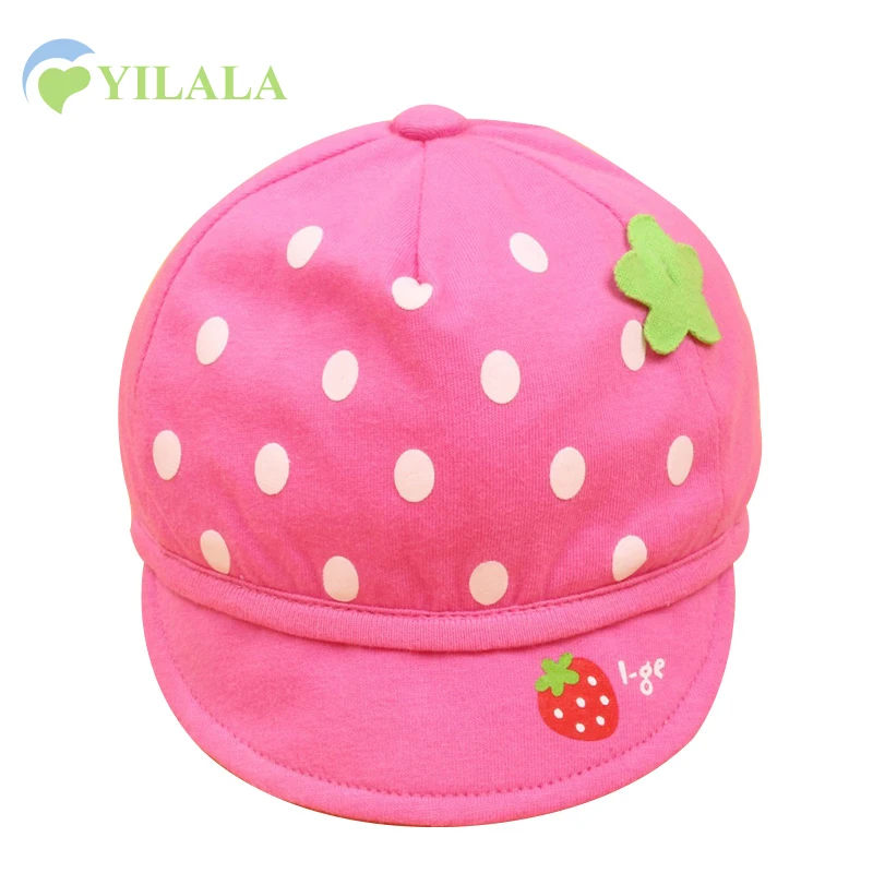 

Polka Baby Girls Hat Strawberry Dots Baby Hats Summer Boys Sun Caps Cotton Girls Hats Cute Sunscreen Baby Caps Baby Accessories