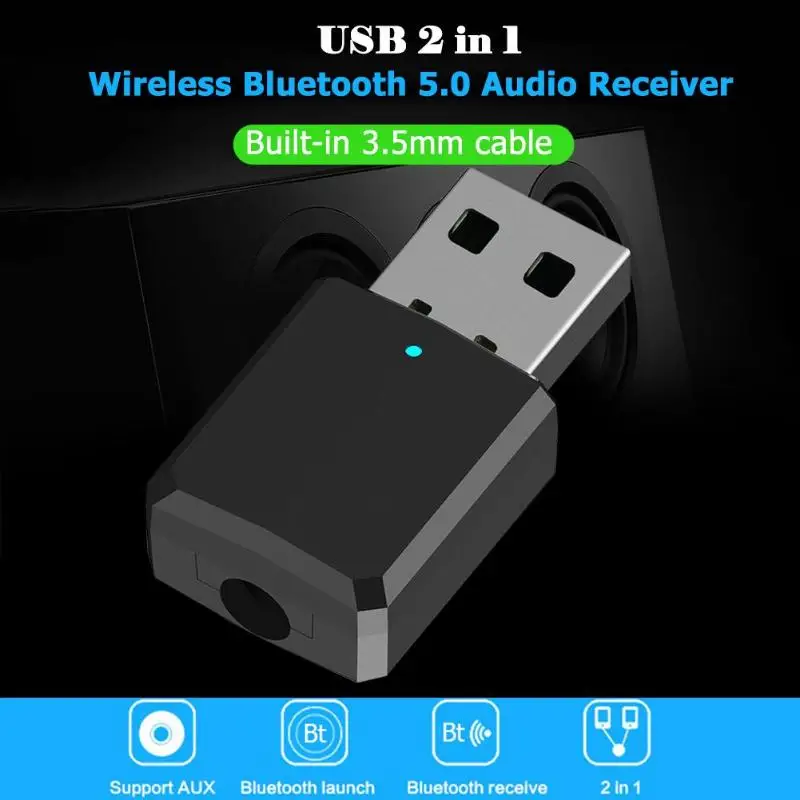 USB Bluetooth 5,0 Dongle кабель адаптер 2in беспроводной Музыка Аудио приемник передатчик для автомобильные ПК Компьютер ТВ наушники