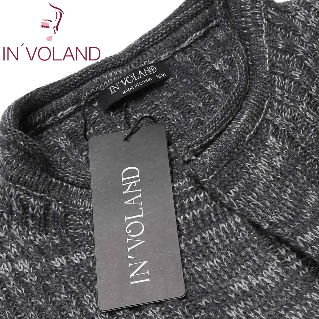 IN'VOLAND, женский свитер, кардиган размера плюс XL-5XL, Осень-зима, длинный рукав, на пуговицах, вязанный, длинный, большой, пальто, топы, большой размер
