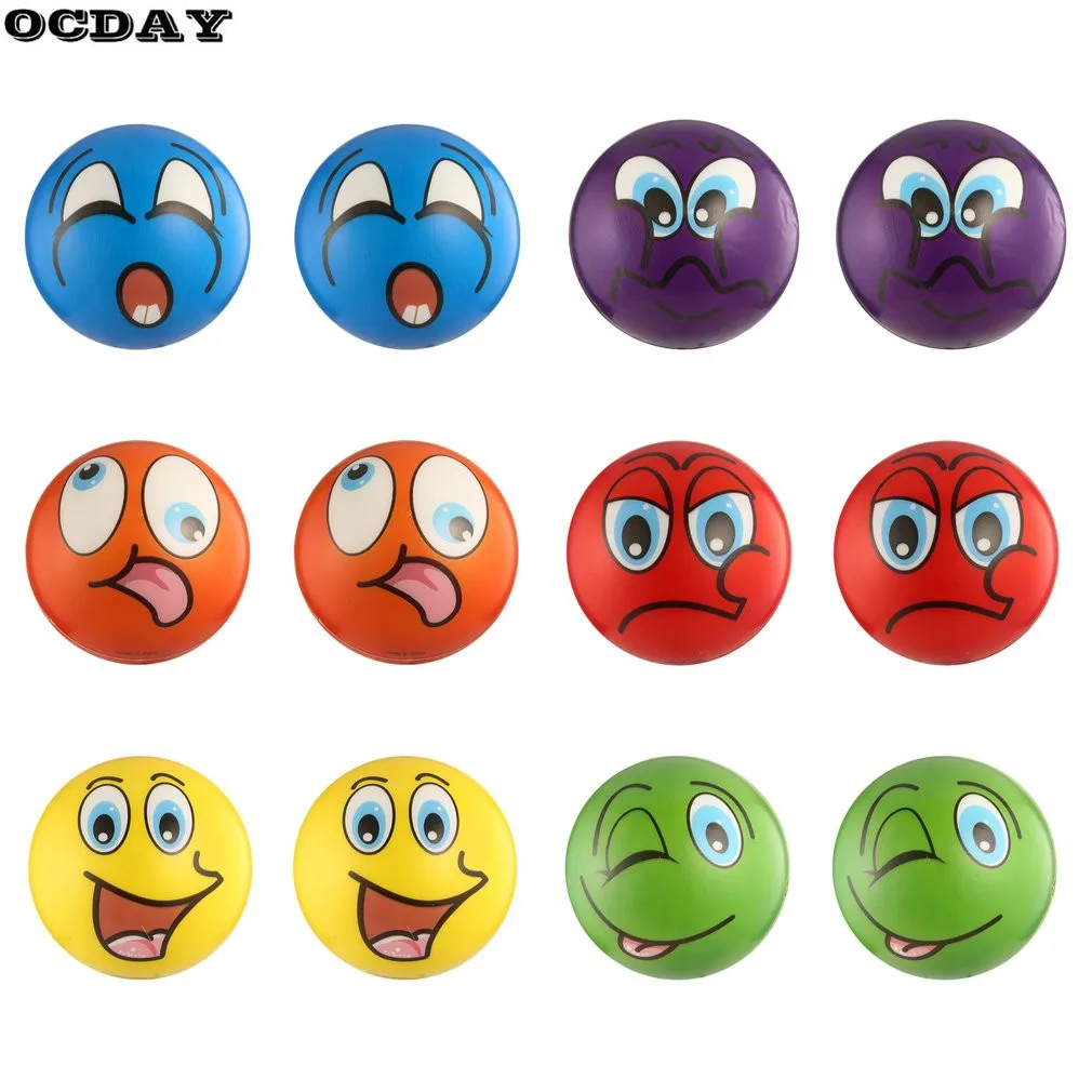12 шт./лот Emoji лицо Squeeze шары снятие стресса эмоциональный рук наручные Упражнение Squeeze стресс шары разных детские игрушки, шары