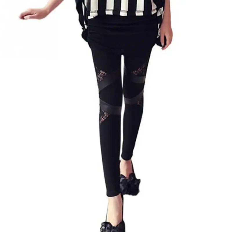 Charming Warm Cheap Lace Leggings Skinny Stretch Pants for Autumn