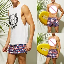 Мужские дышащие трусы, полосатые шорты с принтом листьев, пляжные шорты, тонкая одежда, мужские плавки, мужской спортивный костюм erkek mayo