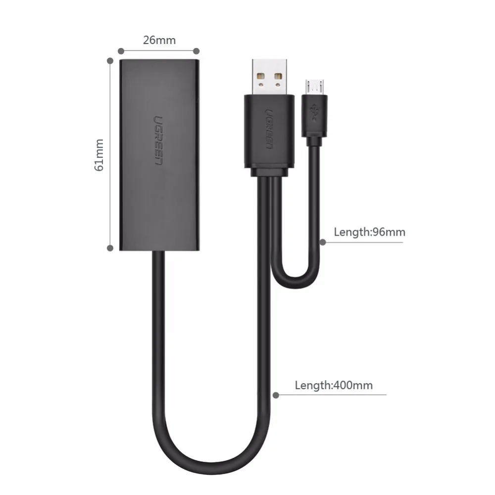 Ugreen OTG Ethernet Micro USB 2,0 к RJ 45 сетевой адаптер 10/100 Мбит/с для Pind коммутатор Планшеты Android телефон OTG Ethernet