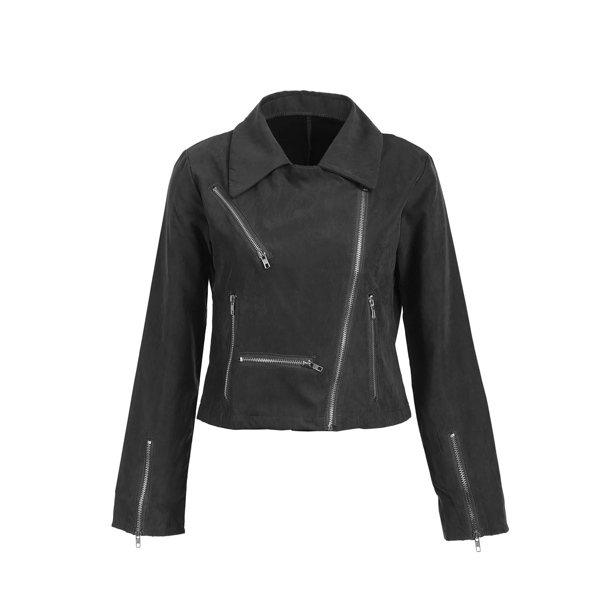 Greatest  Women Ladies Leather Jacket Coats Zip Up Biker Casual Flight Top Coat Outwear