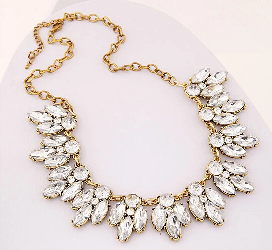 

New SBY0322 Fashion woven Chokers chunky big statement gold chain beaded necklaces