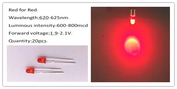 200 шт. (10 видов цветов * 20 штук) 3 мм светодиодный Диод Ultra Bright Ассорти комплект DIY белый зеленый красные, синие желтый оранжевый розового и