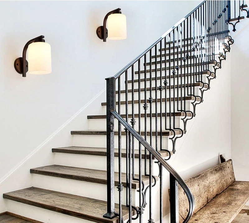 Retro Antique LED Glass Wall Light Stair Wall Light Family Indoor Living Room Bedroom Bedside Aisle Corridor Glass Wall Light (8)