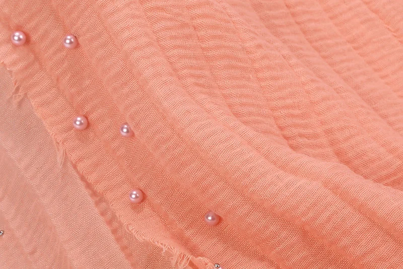 

50pcs/lot Wholesale Crinkle cotton hijab scarf beads headband wrinkle scarves shawls islamic warps pleat muslim scarves 200*90cm