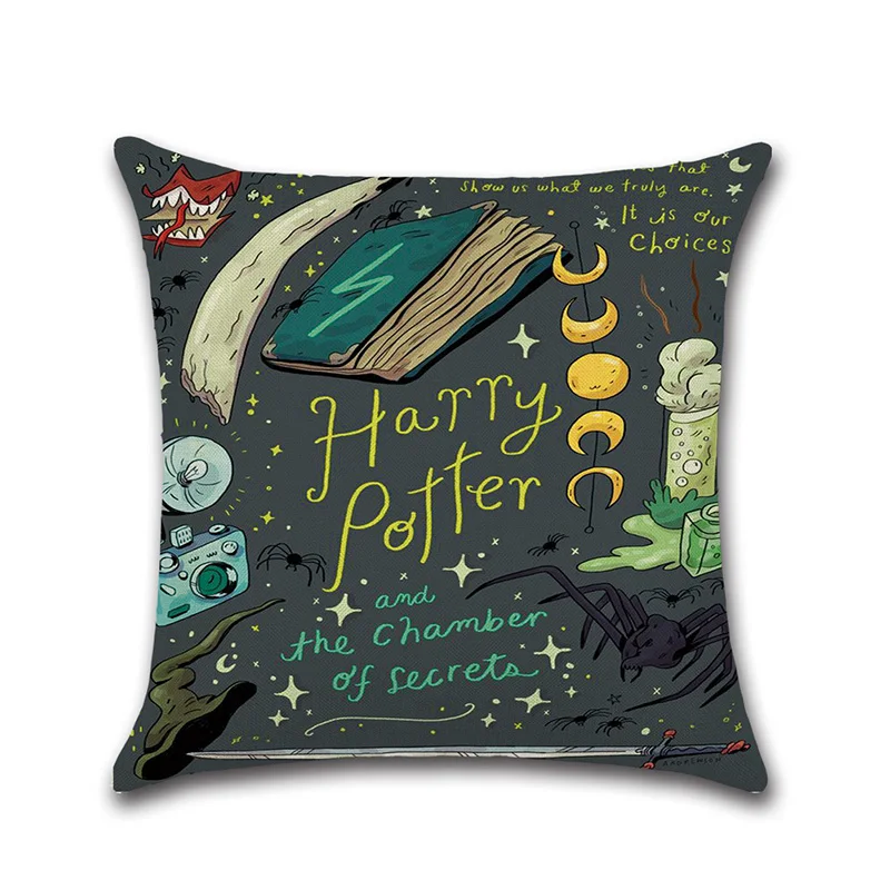 

Classic Magic Theme Cushion Cover Printed Soft Linen Cartoon Throw Pillowcase for living room Seat Pillow Decorative funda cojin