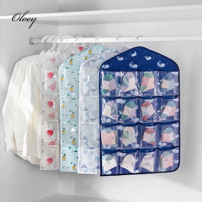 OLOEY Multi Pockets Oxford Hanging Storage Bag Wall Mounted Hanging