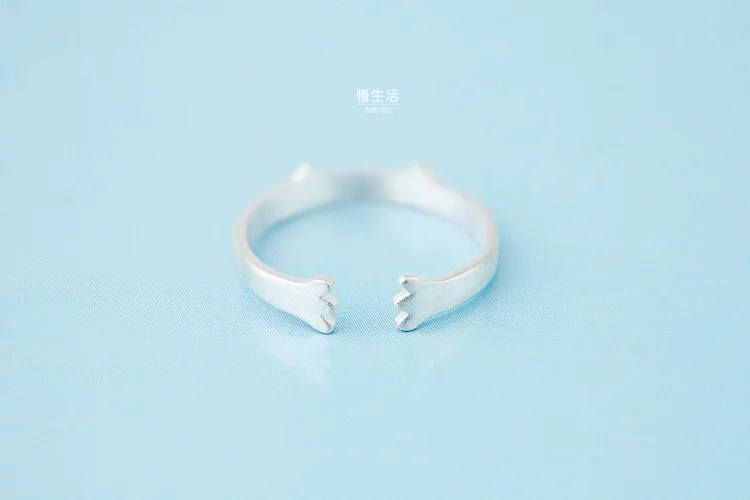 Модные S925 Silver Cat кольца для девочек рождественские подарки регулируемое кольцо Роскошная Серебряные ювелирные изделия