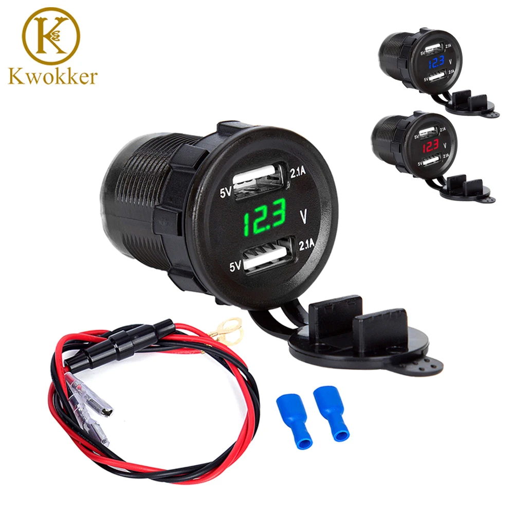 Quick Charging Car Dual USB Charger LED Power Outlet USB Socket Port