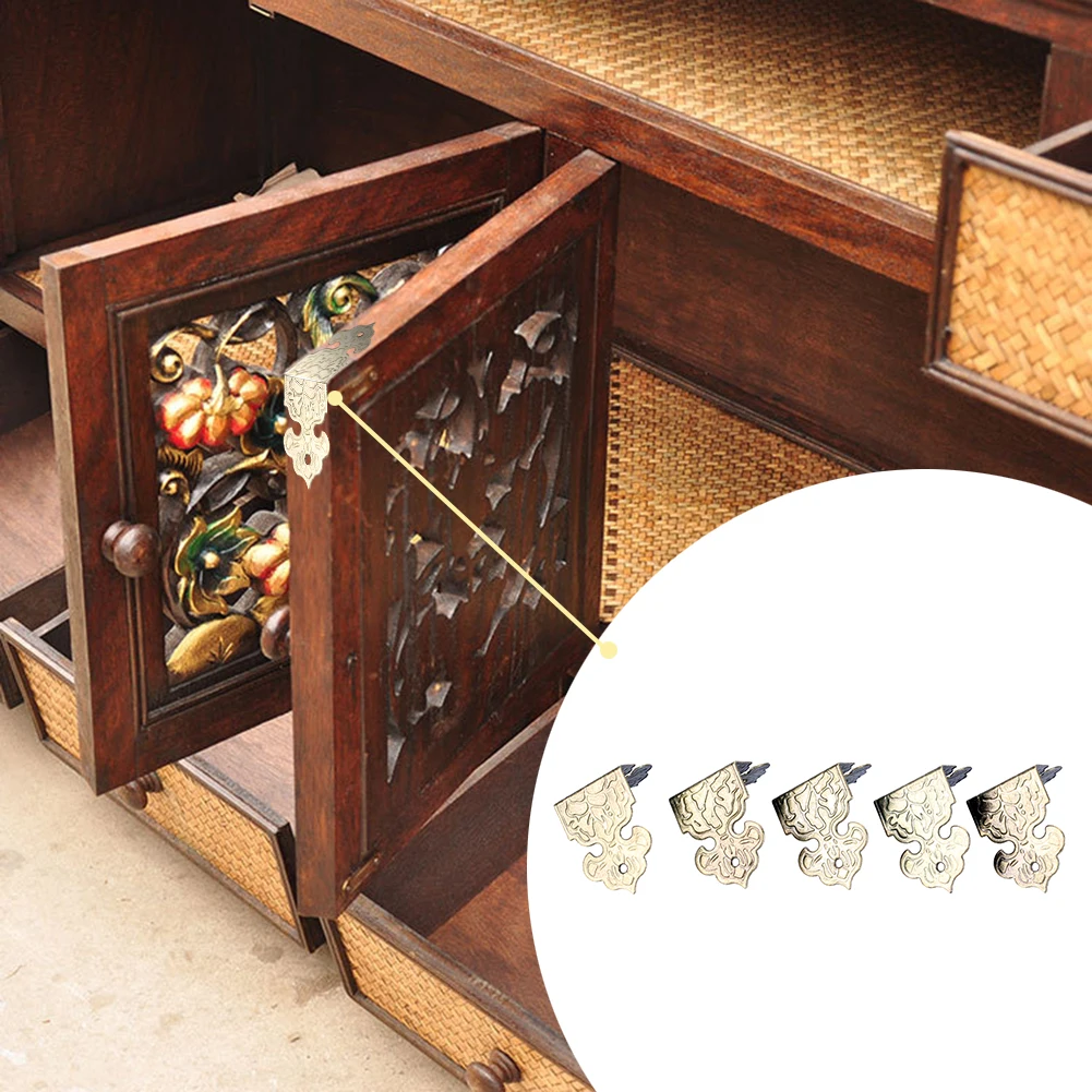 

Household Antique Bronze Decorative Corner Brackets Wooden Case Feet Leg Jewelry Box Feet 12pcs Corner Protector +24pcs Screws