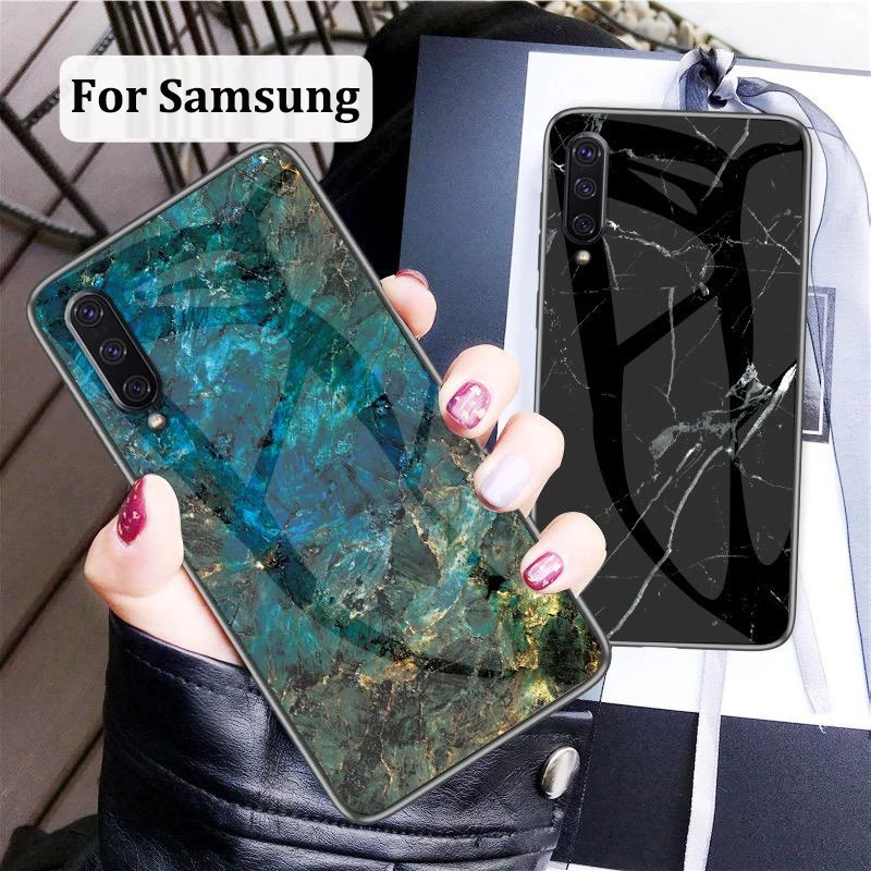 

GFAITH For Samsung A50 Glass Case Tempered Soft Silicone Frame Cover Marble Print For Galaxy A20 A30S A10 A40 A70 M20 S8 S9 Case