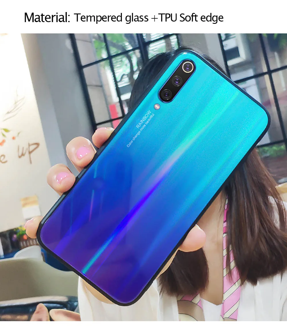 xiaomi mi 9 se чехол Лазерный закаленное Стекло для телефона для Xiaomi 8 9 6X с уклоном, разноцветные, Крышка корпуса для huawei Mate20 li