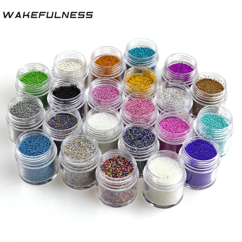 Бодрствования 10g/jar Nail Икра бусы 0 6-0 8mm красочные мини Стекло шарики для ногтей