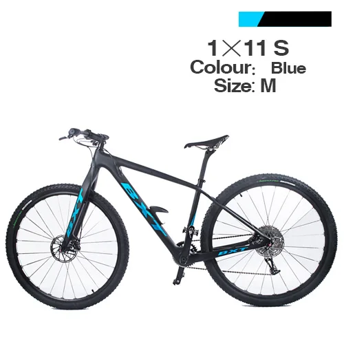 M Blue BXT 11 скоростей горный велосипед 29er* 2,1 шина T800 углеродный 120 Niose дисковый тормоз 142*12 мм MTB полный велосипед - Цвет: M Blue