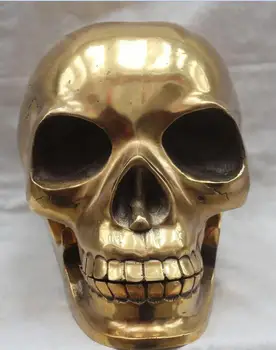 

Chinese Brass Crafted Human Skull Skeleton human head Statue Sculpture