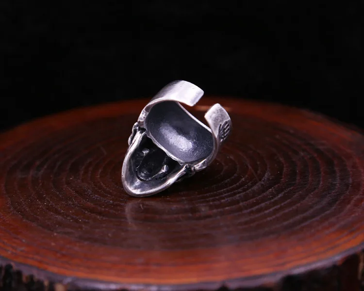 FNJ кольцо с черепом 925 Серебряные ювелирные изделия новые модные сапоги в панковском стиле, сапоги в S925 Стерлинговое Серебряные кольца для Для мужчин регулируемая Размеры 8,5-10,5 bague