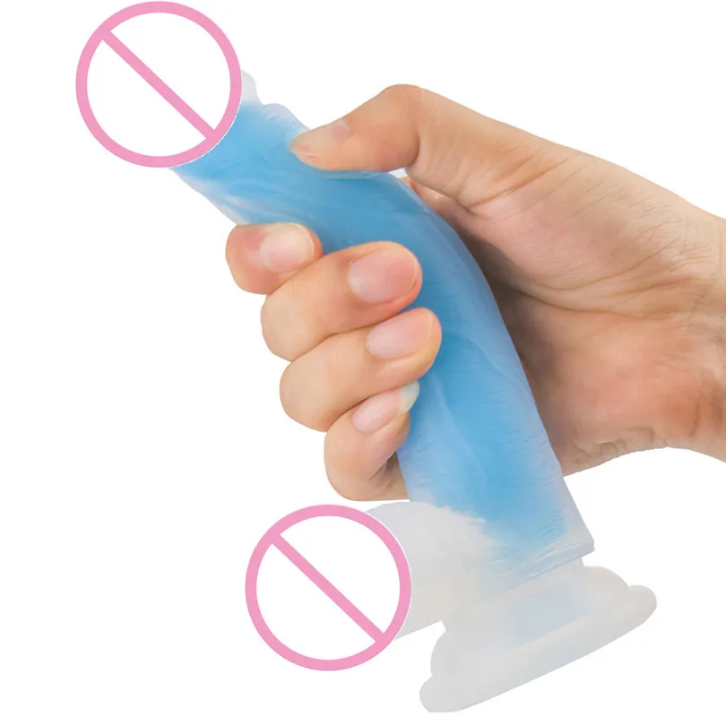 Large Dildos Two-color Double-layer Luminescent Silicone Realistic Massager Dildo Suction Cup Masturbator Massager  (6)