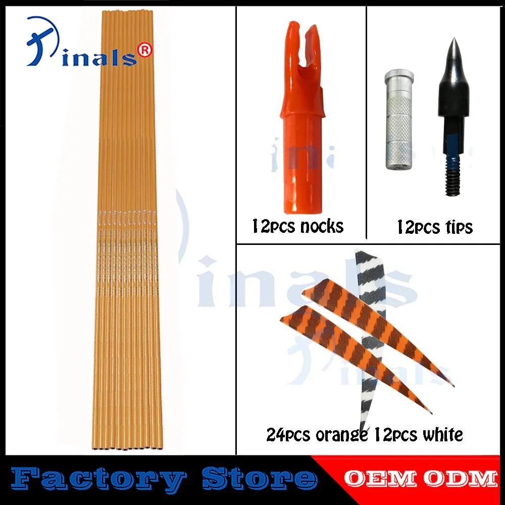 

DIY Spine 400 Bamboo Carbon Arrows 5 inch Natural Stripe Turkey Feathers Bohning Nock Field Tips 100 grain Traditional Long Bow