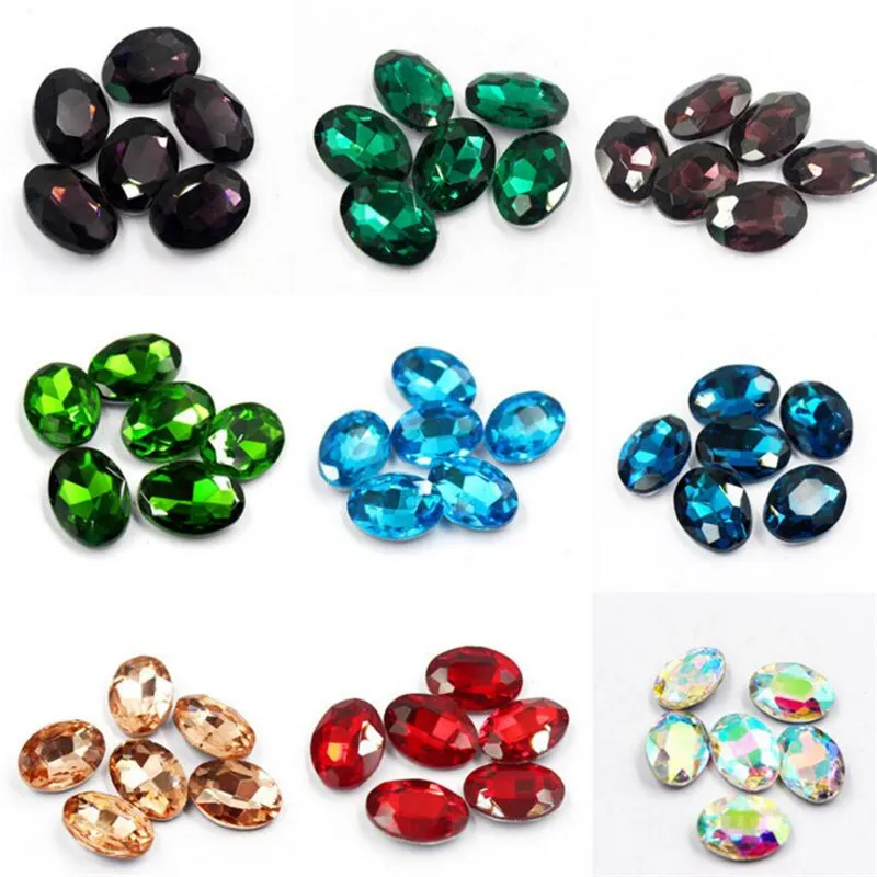 

Loose Various Size Mix Color Oval Shape Hand Craft Pointback Rhinestones Glass DIY Crystal Rhinestone Garment Dress Decoration