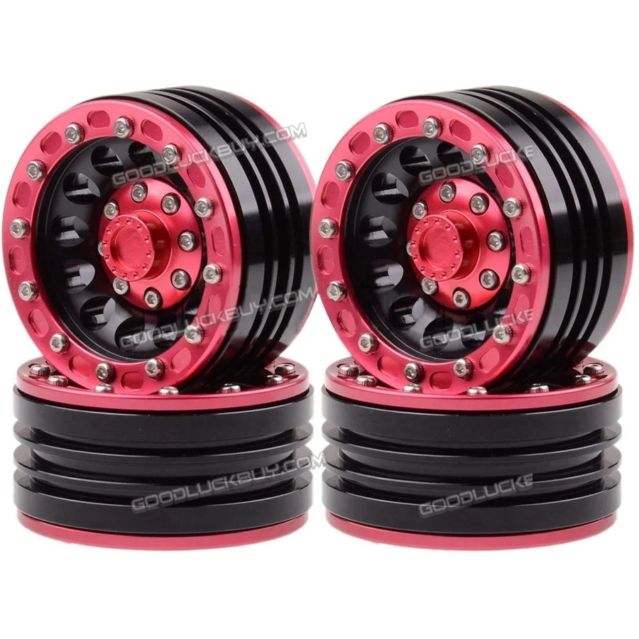 

RC 1.9" Beadlock Aluminum Wheel Rim for 1/10 Rock Crawler 1060 Axial SCX10 D90 Black&Red&Red