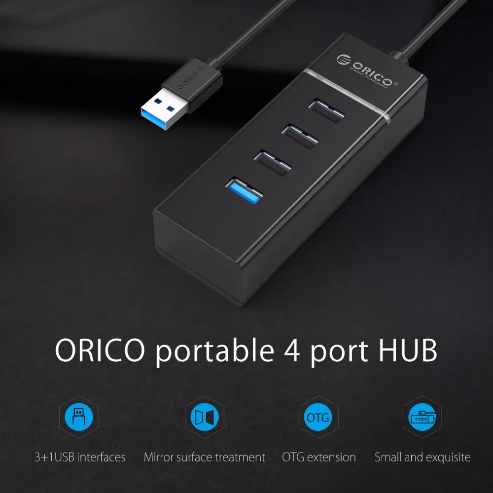 ORICO 4 порта USB3.0 и USB2.0 концентратор для ноутбука MacBook планшетный компьютер OTG usb-хаб-черный