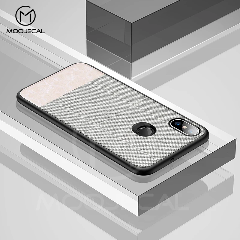 

MOOJECAL For Xiaomi MI 8 A2 Fabric Phone Case Cloth Canvas Splice Soft Silicone Business Phone Bag Back Cover For Xiaomi 8 SE 6X