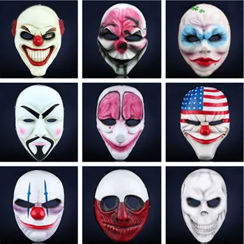 

Free Shipping Payday Mask Replica Dallas Hoxton Chains Wolf Clown Obama Vespula V for Vendetta Harvest 2 Cosplay Costumes Props