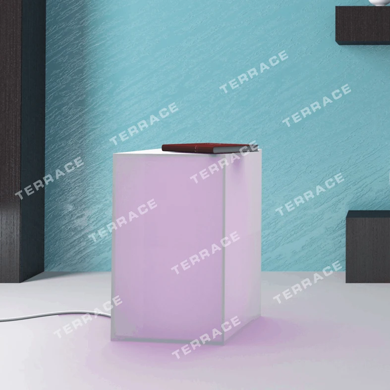 Foggy Acrylic Lighting nightstand,Lucite LED Side Sofa Tables