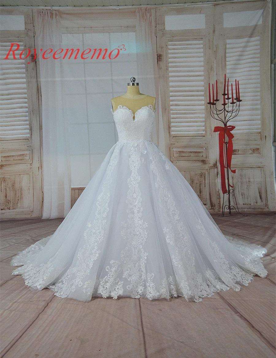 2019 Hot Sale Skin Color Tulle Top Special Lace Design Wedding